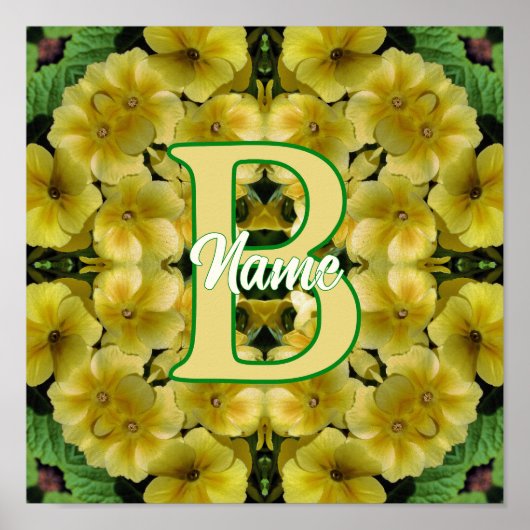 Aangepaste Monogram Met Uw Initiële Sleutelbloem K Poster (Voorkant)