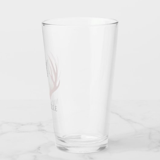 Aangepaste Monogram met zwart wit hert Antler Glas (Links)