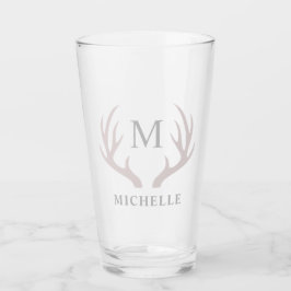 Aangepaste Monogram met zwart wit hert Antler Glas