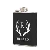 Aangepaste Monogram met zwart wit hert Antler Heupfles (Links)