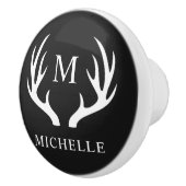Aangepaste Monogram met zwart wit hert Antler Keramische Knop (Rechts)