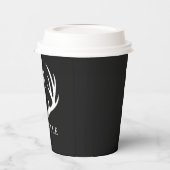 Aangepaste Monogram met zwart wit hert Antler Papieren Bekers (Links)