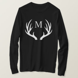 Aangepaste Monogram met zwart wit hert Antler T-shirt