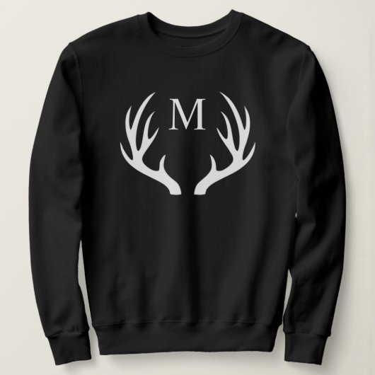 Aangepaste Monogram met zwart wit hert Antler Trui (Design voorkant)