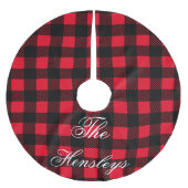 Aangepaste monogram met zwarte en rode plaat kerstboom rok (Voorkant)