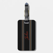 Aangepaste monogram met zwarte en Tan Stripes Bagagelabel (Achterkant verticaal)