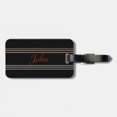 Aangepaste monogram met zwarte en Tan Stripes Bagagelabel (Achterkant horizontaal)