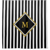 Aangepaste monogram met zwarte en witte strepen douchegordijn (Voorkant)