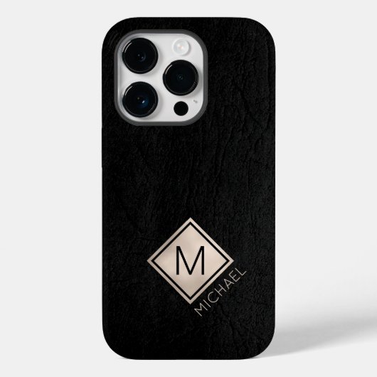 Aangepaste monogram met zwarte moderne zwarte naam Case-Mate iPhone case (Achterkant)