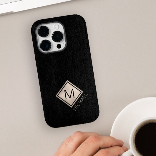 Aangepaste monogram met zwarte moderne zwarte naam Case-Mate iPhone case