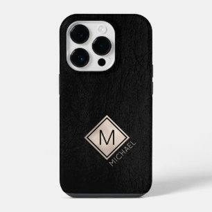 Aangepaste monogram met zwarte moderne zwarte naam iPhone 14 plus hoesje