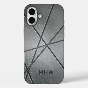 Aangepaste monogram metaal Patroon iPhone 16 Plus Hoesje