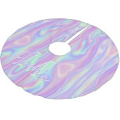 Aangepaste Monogram Metallic Regenboog Iridescent Kerstboom Rok (Gekanteld)