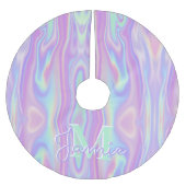 Aangepaste Monogram Metallic Regenboog Iridescent Kerstboom Rok (Voorkant)