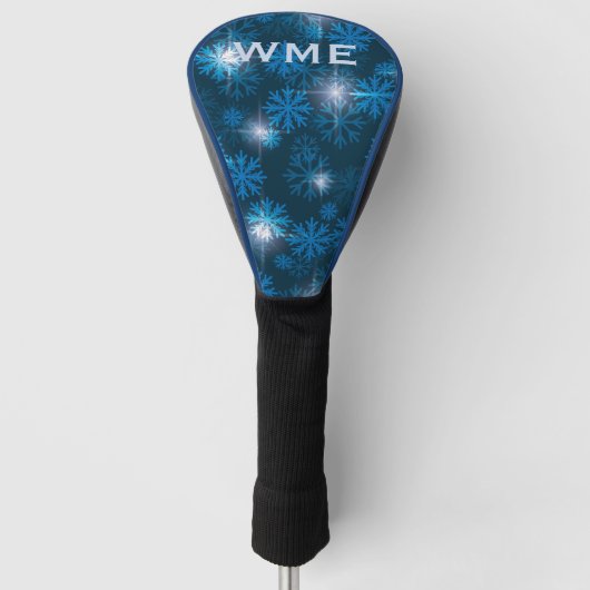 Aangepaste Monogram Midnight Blue Winter Sneeuwsto Golfheadcover (Voorkant)