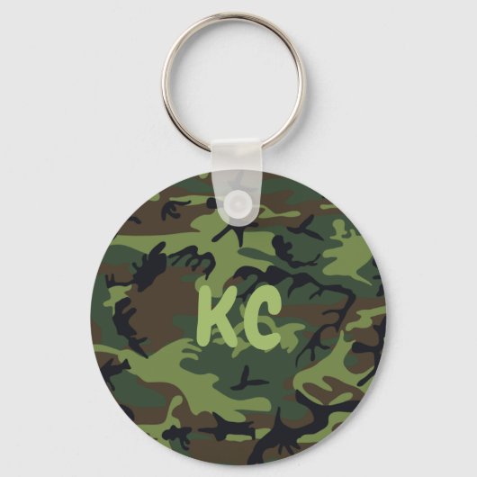 Aangepaste Monogram Militaire Groene Camouflage Sleutelhanger (Voorkant)