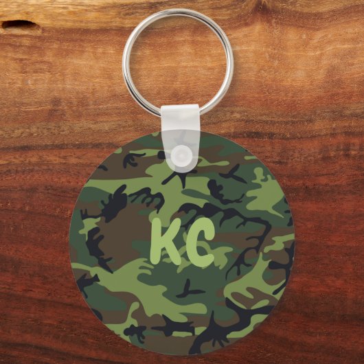 Aangepaste Monogram Militaire Groene Camouflage Sleutelhanger (Voorkant)