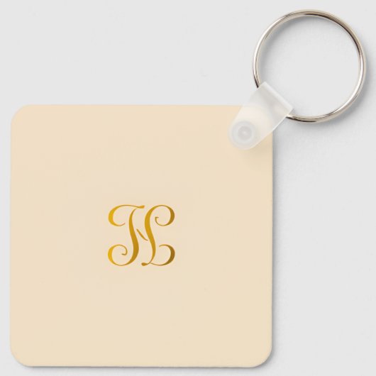 Aangepaste monogram minimalistische Sleutelhanger (Achterkant)