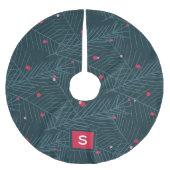 Aangepaste Monogram Modern Spruce Red Holiday Kerstboom Rok (Voorkant)