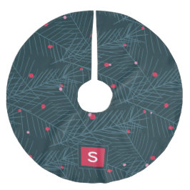Aangepaste Monogram Modern Spruce Red Holiday Kerstboom Rok