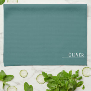 Aangepaste monogram, moderne aqua groen theedoek