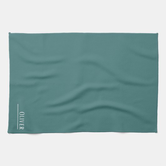 Aangepaste monogram, moderne aqua groen theedoek (Horizontaal)