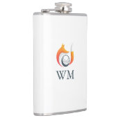 Aangepaste monogram moderne fox- en Golfbal Heupfles (Rechts)