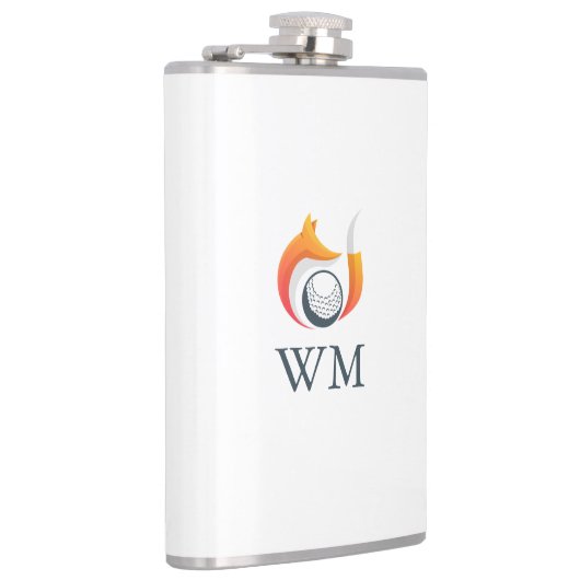 Aangepaste monogram moderne fox- en Golfbal Heupfles (Rechts)