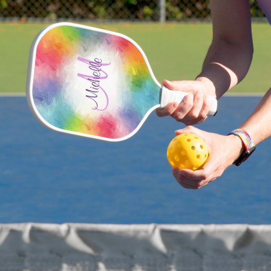 Aangepaste monogram Moderne Kleurrijke Sjabloon Pickleball Paddle (Insitu)