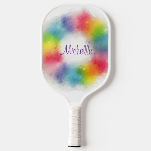 Aangepaste monogram Moderne kleurrijke Sjabloon Pickleball Paddle (Achterkant)