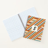 Aangepaste Monogram Moderne Retro 70s Geometrische Notitieboek (Binnen)