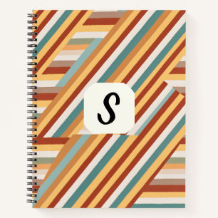 Aangepaste Monogram Moderne Retro 70s Geometrische Notitieboek