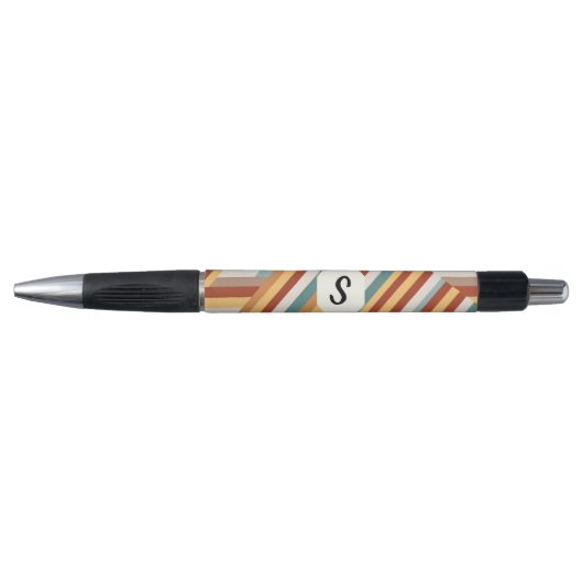 Aangepaste Monogram Moderne Retro 70s Geometrische Pen (Voorkant)