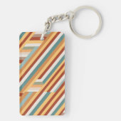 Aangepaste monogram moderne retro 70s geometrische sleutelhanger (achterkant)