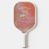 Aangepaste monogram moederdag kleurrijke flora pickleball paddle (Achterkant)