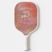 Aangepaste monogram moederdag kleurrijke flora pickleball paddle (Voorkant)