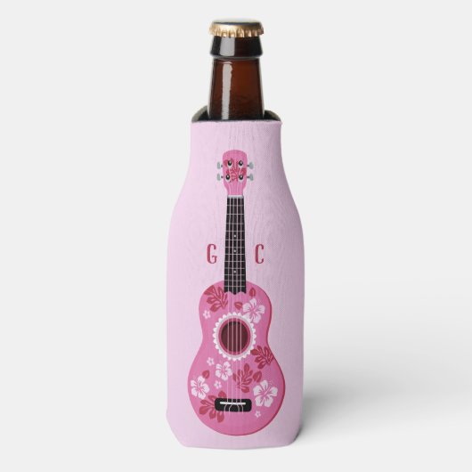 Aangepaste monogram monogram fles koeler Ukulele (Fles Voorkant)