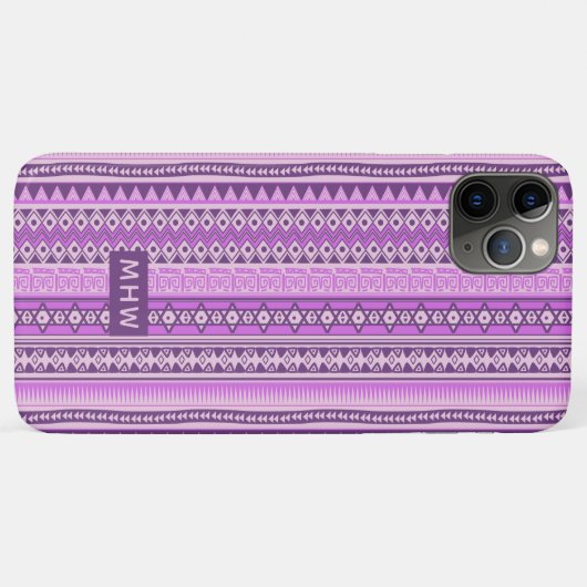 Aangepaste monogram-monogram met stammenpatroon Case-Mate iPhone case (Achterkant (horizontaal))