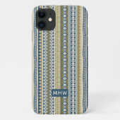 Aangepaste monogram-monogram met stammenpatroon Case-Mate iPhone case (Achterkant)