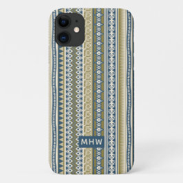 Aangepaste monogram-monogram met stammenpatroon Case-Mate iPhone case