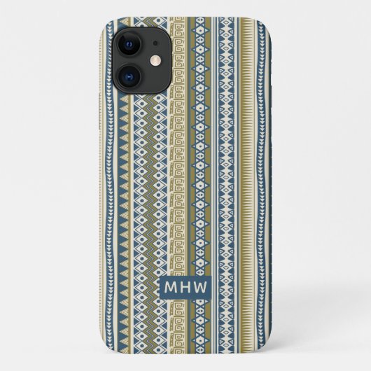 Aangepaste monogram-monogram met stammenpatroon Case-Mate iPhone case (Achterkant)
