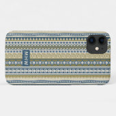 Aangepaste monogram-monogram met stammenpatroon Case-Mate iPhone case (Achterkant (horizontaal))