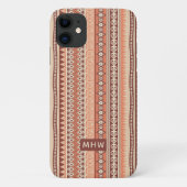 Aangepaste monogram-monogram met stammenpatroon Case-Mate iPhone case (Achterkant)