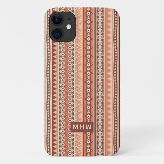 Aangepaste monogram-monogram met stammenpatroon Case-Mate iPhone case (Achterkant)