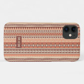 Aangepaste monogram-monogram met stammenpatroon Case-Mate iPhone case (Achterkant (horizontaal))