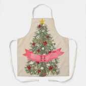 Aangepaste Monogram Mooie Waterverf Kerstboom Schort (Voorkant)