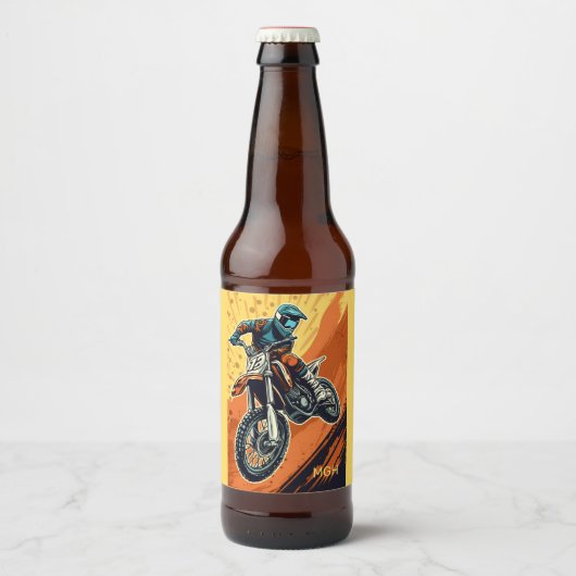 Aangepaste Monogram Motorcross Bier Etiket (Voorkant)