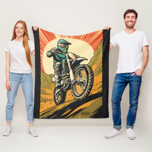 Aangepaste Monogram Motorcross Fleece Deken