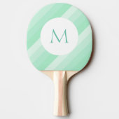 Aangepaste monogram Munt Groene Striped Moderne Sj Tafeltennisbatje (Achterkant)