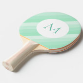 Aangepaste monogram Munt Groene Striped Moderne Sj Tafeltennisbatje (Voorkant Gekanteld)